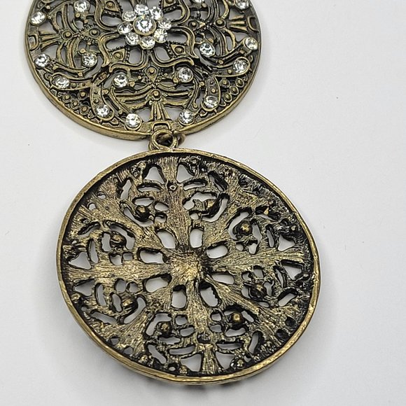 Dramatic Chandelier Earrings Chunky Long Medallion Drop Earrings - Picture 6 of 13